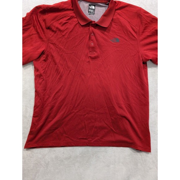 North Face Shirt Men’s Flash Dry Short Sleeve Collared Polo Text Buttons Red XL - Picture 8 of 13